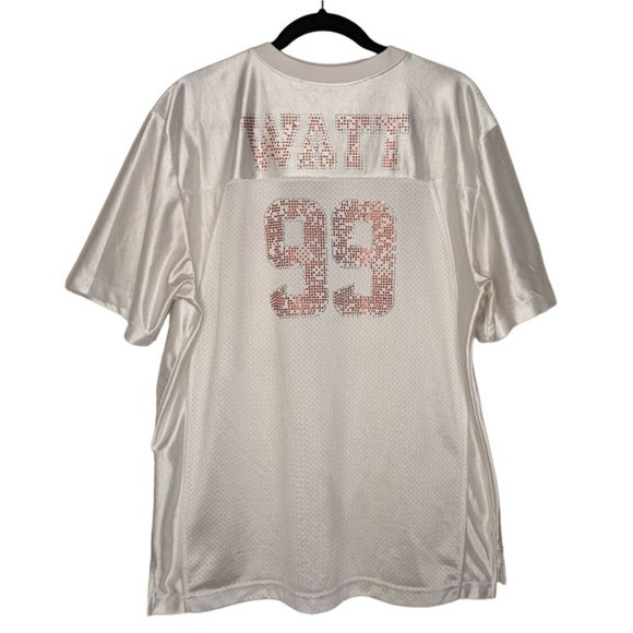 BAW Athletic Wear short sleeve TEXANS sequins Womens‎ Fan WATT 99 Jersey Top L - Picture 2 of 11